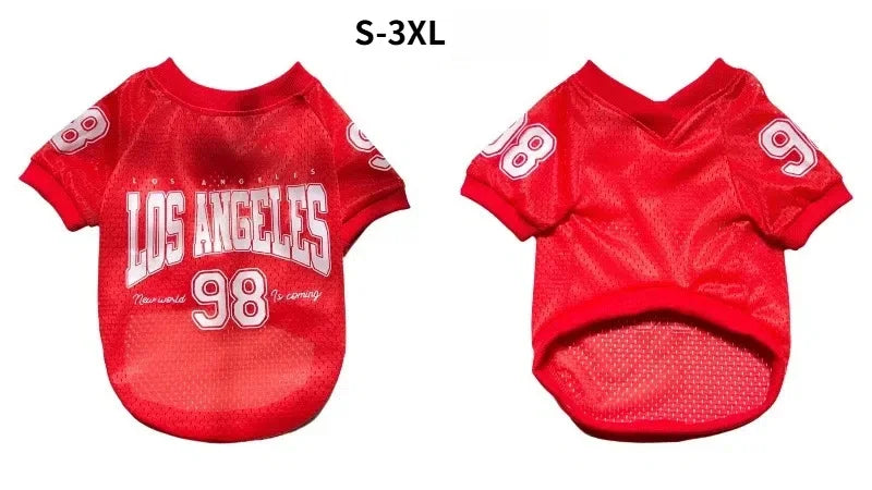 Mesh Breathable Dog Clothes Schnauzer Teddy Sport Large Dog Jersey Basketball Clothing Puppy T-Shirts Summer Pet Cat Shirts