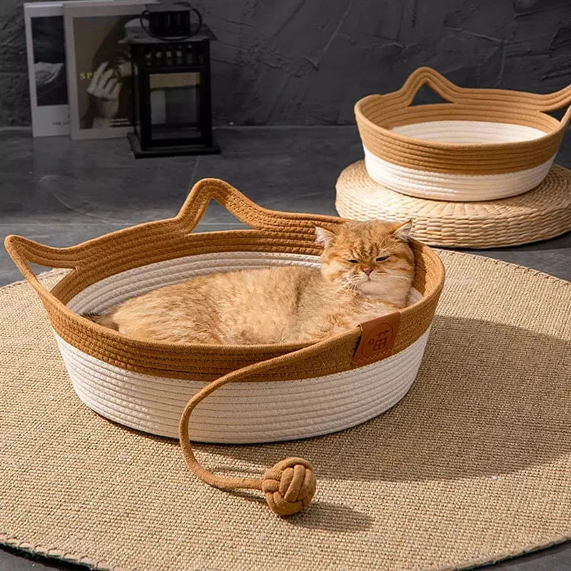 Handwoven Cotton Rope Cat Bed