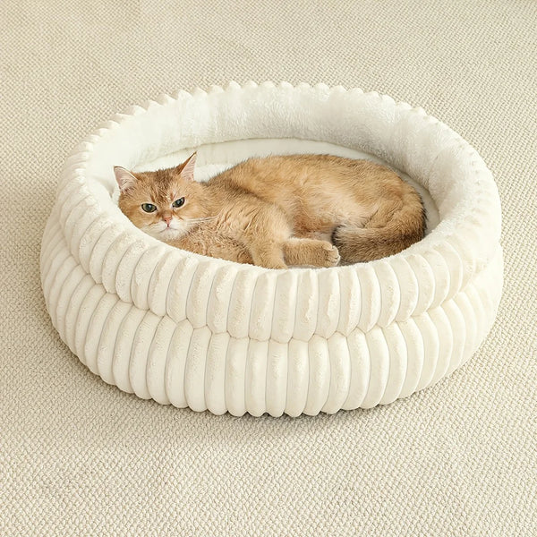 Round Cute Cat Bed for Large Dog Bed Pet Basket Cozy Cat House Super Soft Pet Bed Plush Dog House For Medium Warm Sleep Kitten