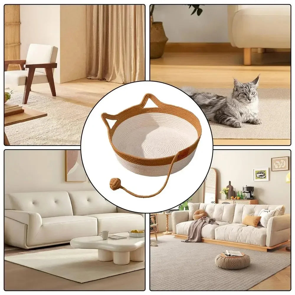 Handwoven Cotton Rope Cat Bed