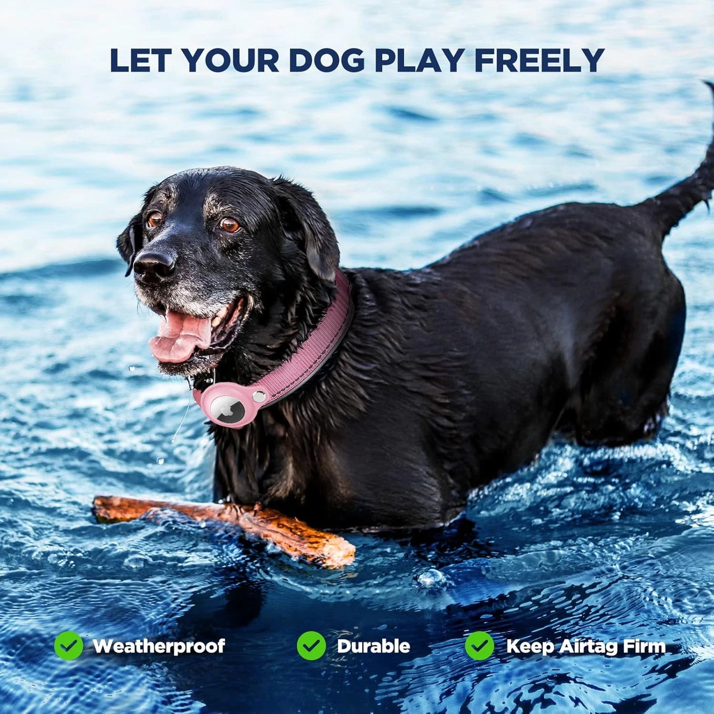 AirTag Dog Collar Reflective Dog Collar Padded Dog Collars AirTag Holder Case Adjustable Pet Collar for Small Medium Large Dogs