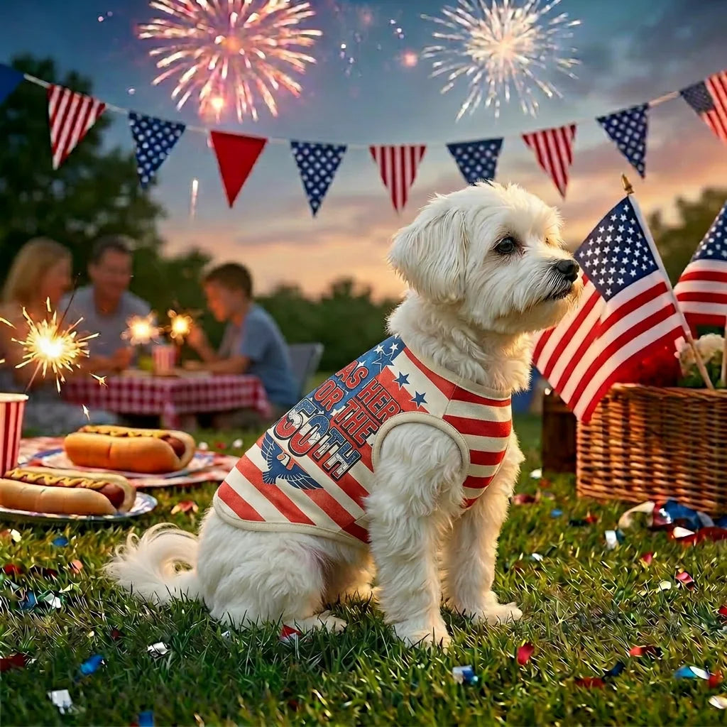 Pet Dog Vest with U.S. 250th Anniversary Star-Spangled Banner Print, July 4th Dog Clothes, Small Medium Large Dogs Cats Apparel