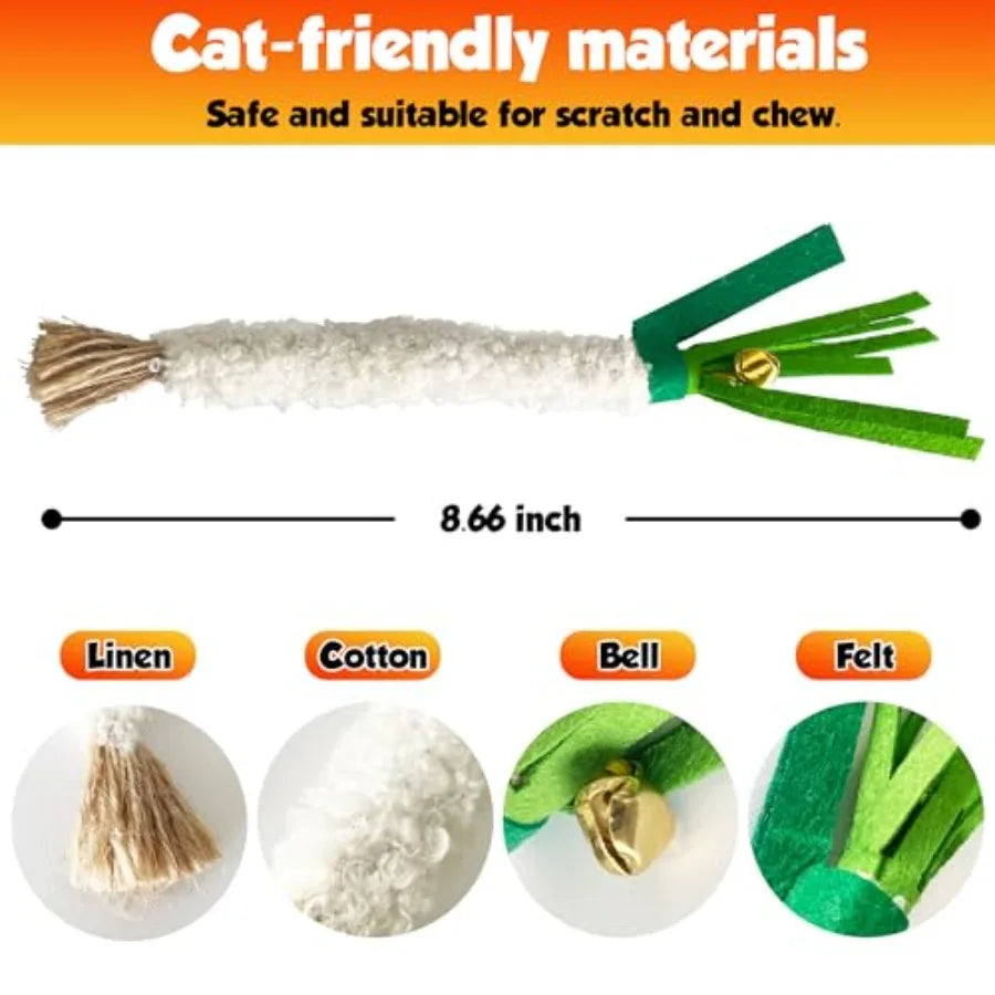 Catnip Chew Stick 4PCS with Wrapped Cotton Rope tural Dental Care