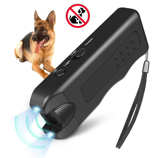 Ultrasonic Anti Barking Device Portable Dog Barking Trainer with LED Light Dog Bark Suppressor Battery Powered for All Size Dogs