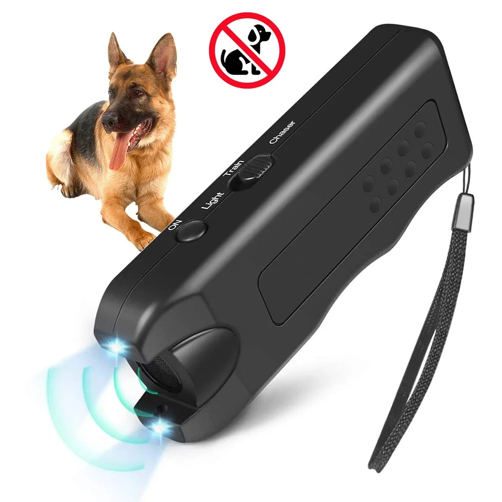 Ultrasonic Anti Barking Device Portable Dog Barking Trainer with LED Light Dog Bark Suppressor Battery Powered for All Size Dogs