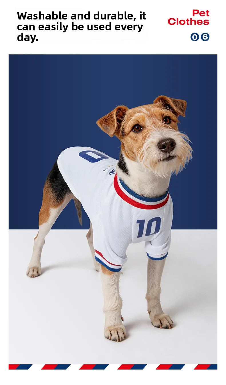 French  football team Pet Breathable Mesh Jersey Summer Quick Dry Vest Thin Cool T Shirt Clothes for Cats Dogs Puppy