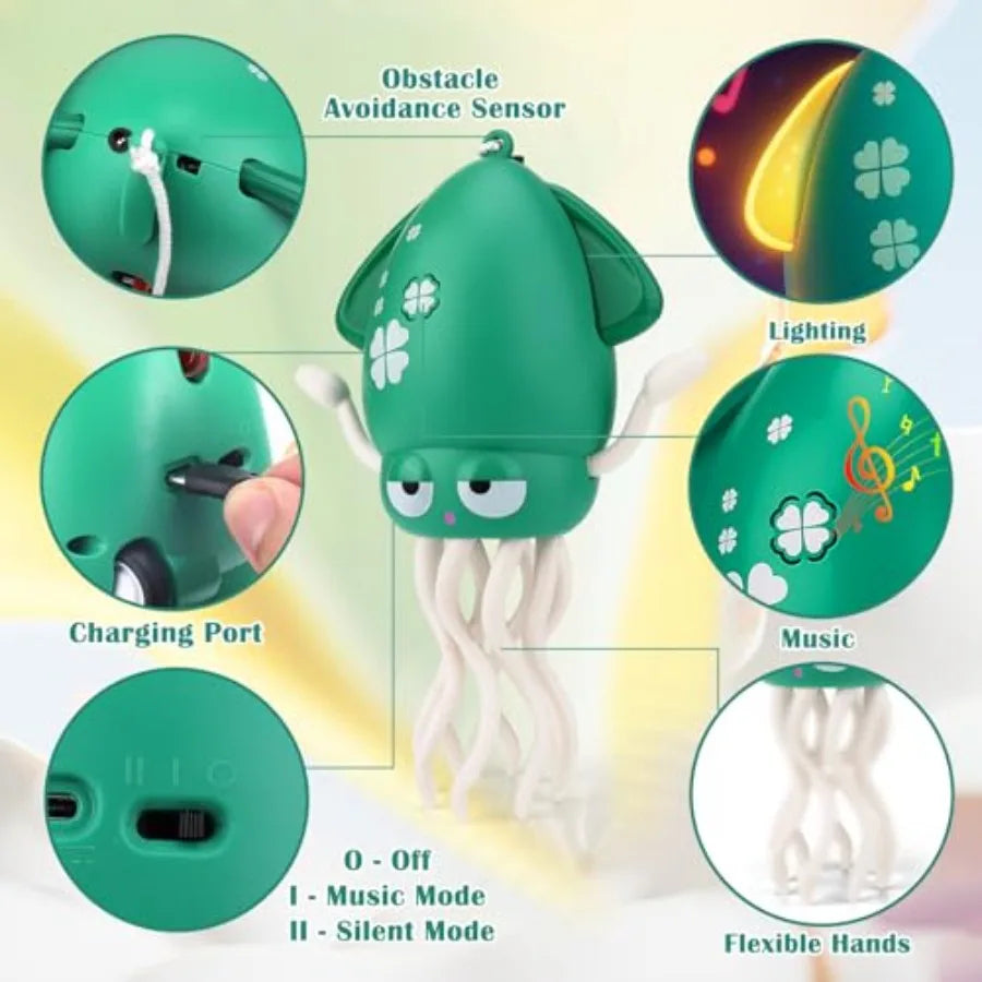 Interactive Cat Toys Octopus 2 Modes Dancing Octopus Cat Toy for Indoor Cats Crawling Squid Toy with Light sic for Small Medium