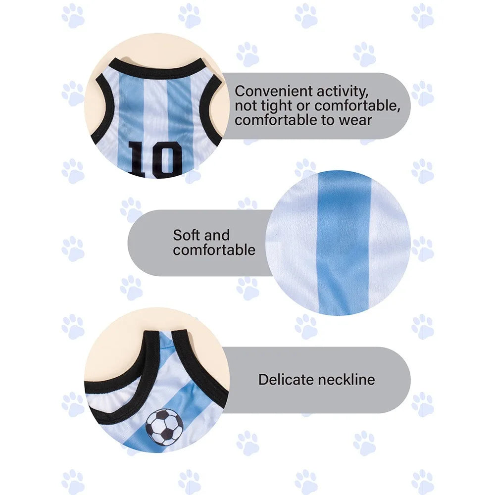 New Dog Soccer Jersey Breathable Summer Pet Clothes Quick-Dry Sleeveless Football Shirt Vest for Small Medium Large Dogs