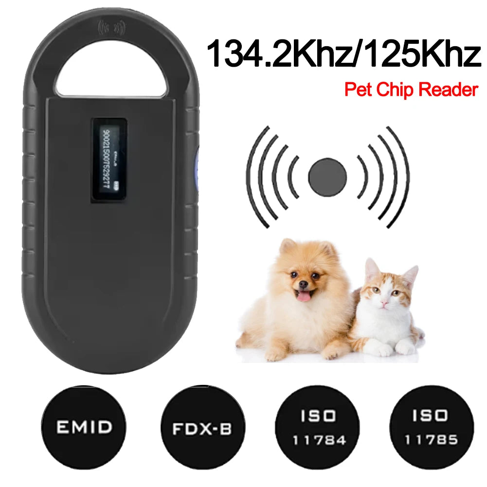Pet ID Reader 134.2Khz 125kHz Animal RFID Reader Chip Transponder EMID FDX-B Pet Scanner Handheld Microchip Scanner ISO11784/5