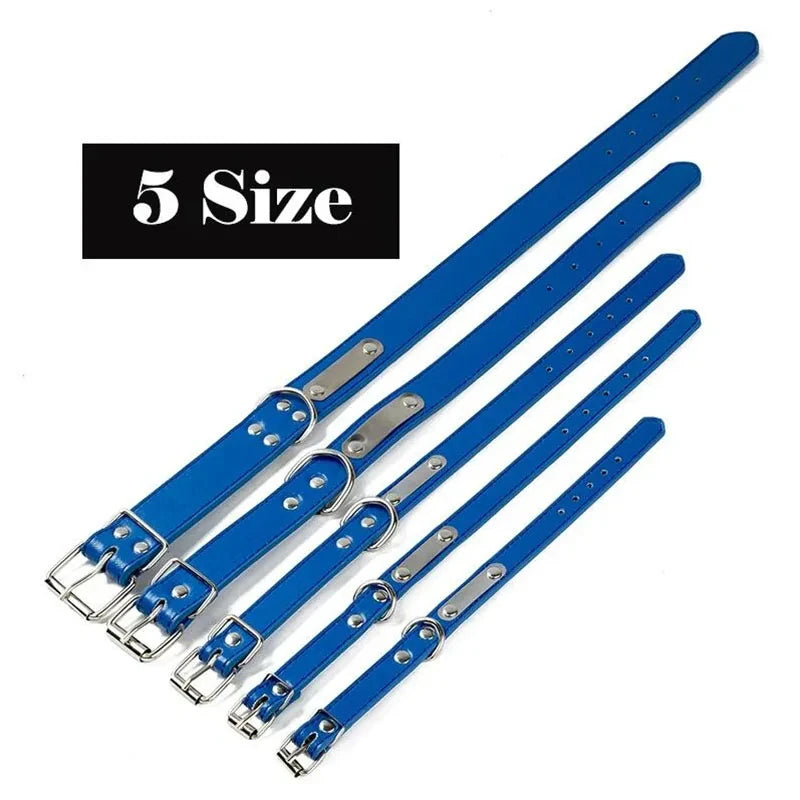 Personalized Dog Collar Name Carved ID Tag  Anti-lost Solid PU Leather Collar For Small Medium Large Dogs Puppy Cat Pet Supplies