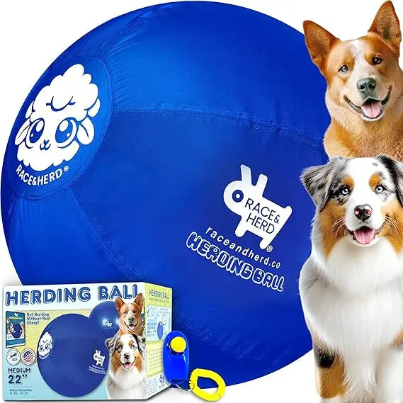 Race&Herd Original 22" Herding Ball for Dogs - Training Toy for Australian Shepherd, Cattle Dogs, Border Collie, Blue Heelers -